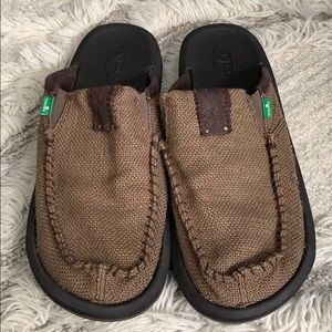 Sanuk slip on sandals size 12
